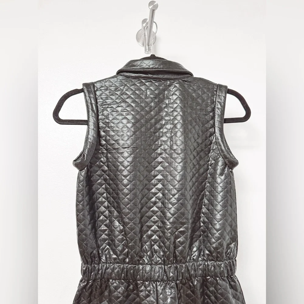 Girls Mia‎ New York Quilted Sleeveless Jumpsuit Faux Leather Shiny Black Large